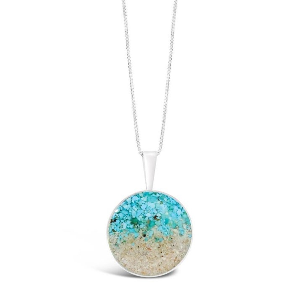 NWT Dune Jewelry Marina Necklace Turks & Caicos Sand Turquoise .925 Silver